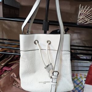Karl Lagerfeld White Bucket Bag